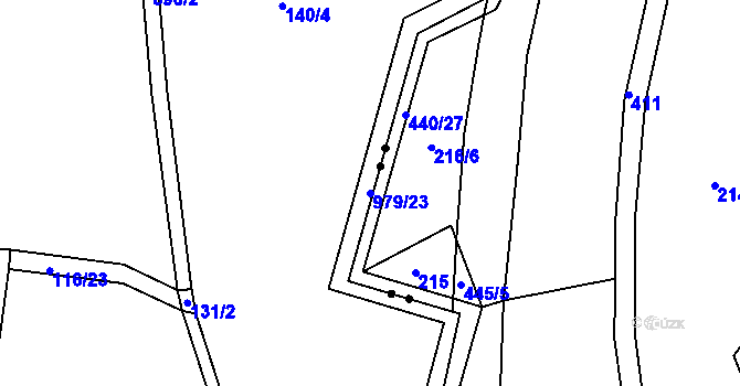 Parcela st. 979/23 v KÚ Val u Dobrušky, Katastrální mapa