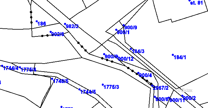 Parcela st. 900/5 v KÚ Val u Dobrušky, Katastrální mapa