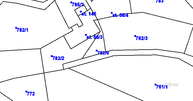 Parcela st. 782/6 v KÚ Val u Dobrušky, Katastrální mapa