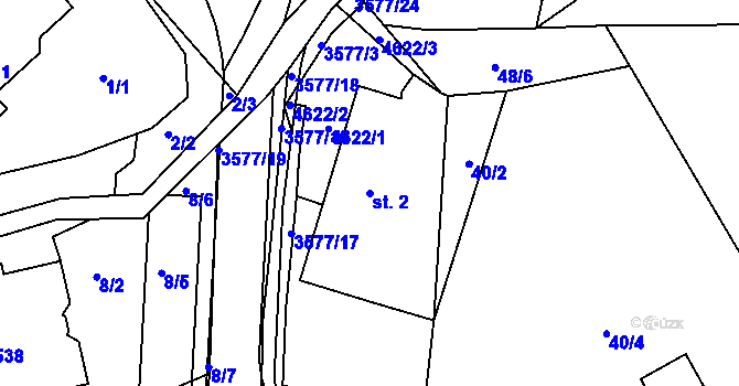 Parcela st. 2 v KÚ Valašská Bystřice, Katastrální mapa
