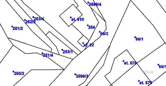 Parcela st. 22 v KÚ Valašská Bystřice, Katastrální mapa