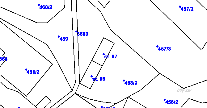Parcela st. 87 v KÚ Valašská Bystřice, Katastrální mapa