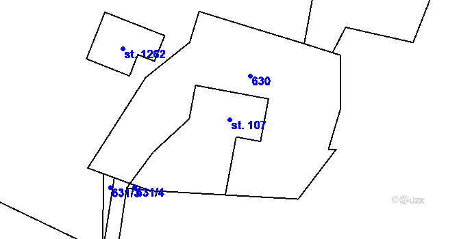 Parcela st. 107 v KÚ Valašská Bystřice, Katastrální mapa