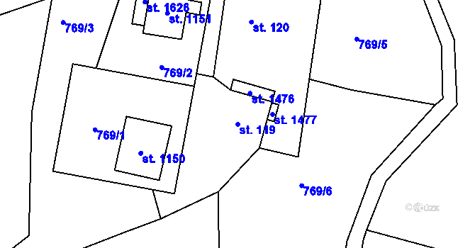 Parcela st. 119 v KÚ Valašská Bystřice, Katastrální mapa