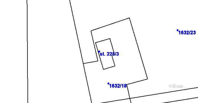 Parcela st. 225/3 v KÚ Valašská Bystřice, Katastrální mapa
