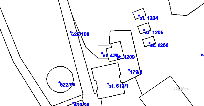 Parcela st. 439 v KÚ Valašská Bystřice, Katastrální mapa