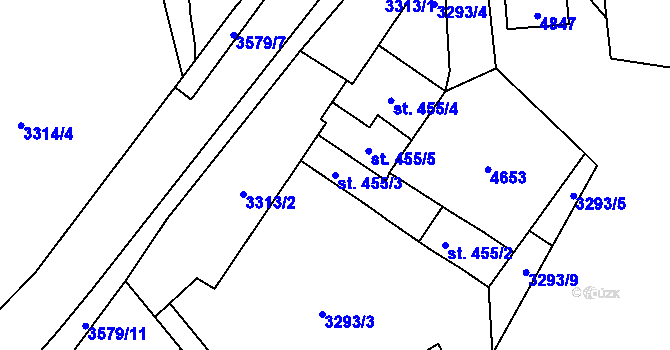 Parcela st. 455/3 v KÚ Valašská Bystřice, Katastrální mapa
