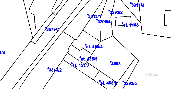 Parcela st. 455/4 v KÚ Valašská Bystřice, Katastrální mapa