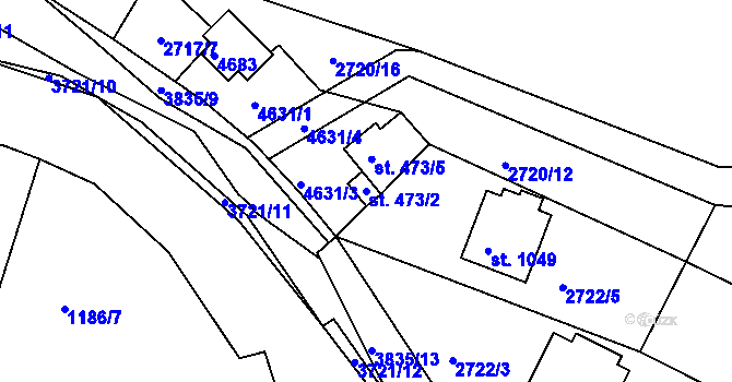 Parcela st. 473/2 v KÚ Valašská Bystřice, Katastrální mapa