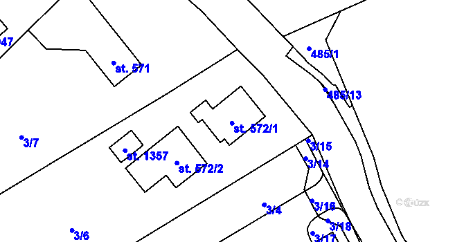 Parcela st. 572 v KÚ Valašská Bystřice, Katastrální mapa