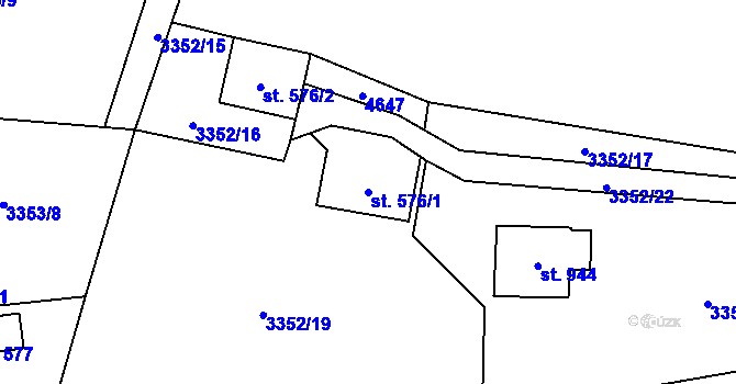 Parcela st. 576/1 v KÚ Valašská Bystřice, Katastrální mapa