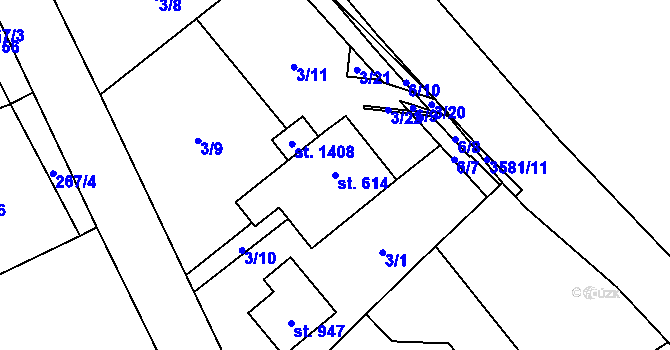 Parcela st. 614 v KÚ Valašská Bystřice, Katastrální mapa