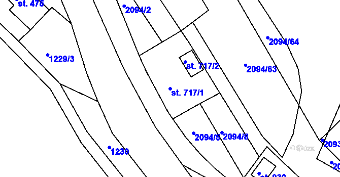 Parcela st. 717/1 v KÚ Valašská Bystřice, Katastrální mapa