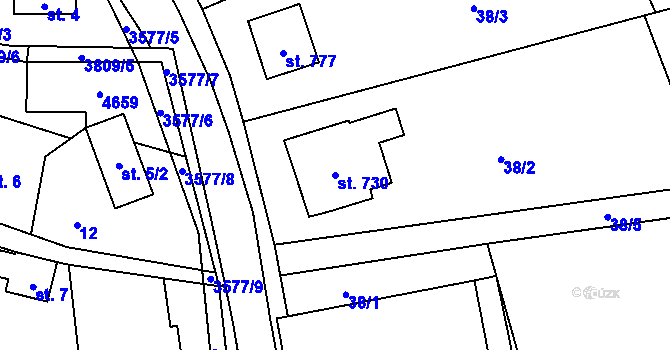 Parcela st. 730 v KÚ Valašská Bystřice, Katastrální mapa