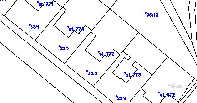 Parcela st. 772 v KÚ Valašská Bystřice, Katastrální mapa