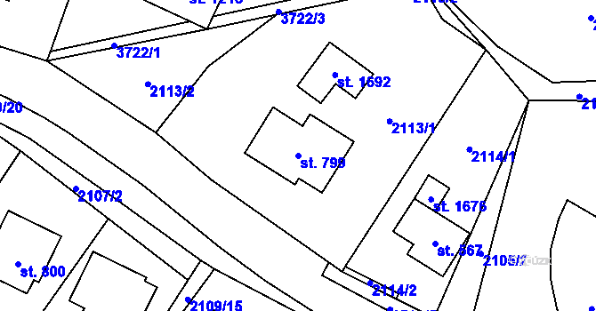 Parcela st. 799 v KÚ Valašská Bystřice, Katastrální mapa