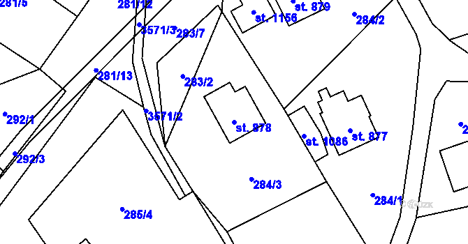 Parcela st. 878 v KÚ Valašská Bystřice, Katastrální mapa