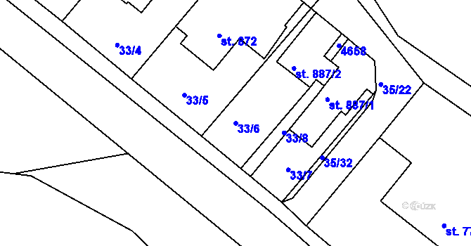 Parcela st. 33/6 v KÚ Valašská Bystřice, Katastrální mapa