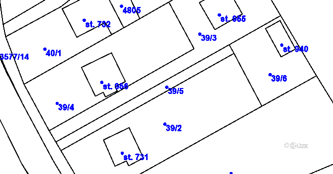Parcela st. 39/5 v KÚ Valašská Bystřice, Katastrální mapa