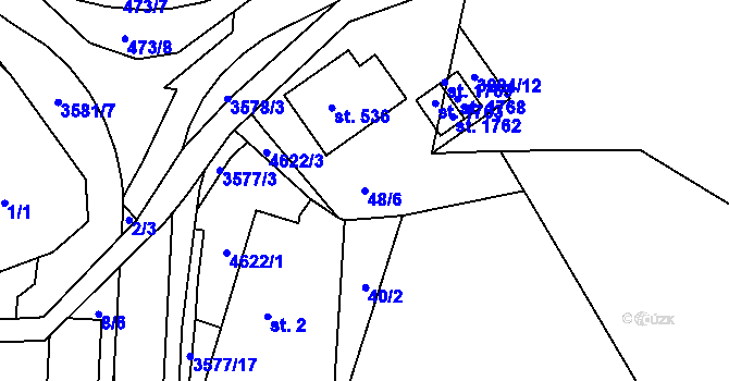 Parcela st. 48/6 v KÚ Valašská Bystřice, Katastrální mapa
