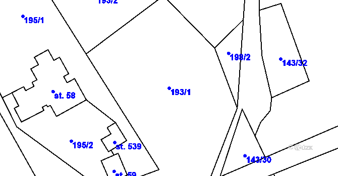 Parcela st. 193/1 v KÚ Valašská Bystřice, Katastrální mapa