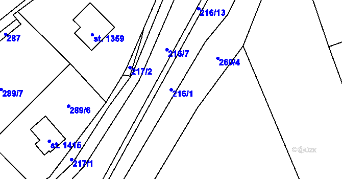 Parcela st. 216/1 v KÚ Valašská Bystřice, Katastrální mapa