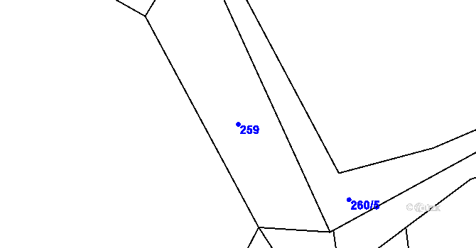 Parcela st. 259 v KÚ Valašská Bystřice, Katastrální mapa