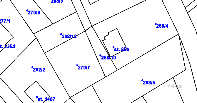 Parcela st. 268/10 v KÚ Valašská Bystřice, Katastrální mapa