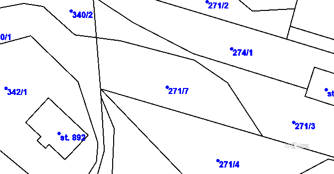 Parcela st. 271/7 v KÚ Valašská Bystřice, Katastrální mapa