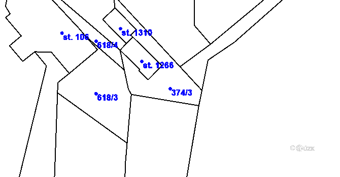 Parcela st. 374/3 v KÚ Valašská Bystřice, Katastrální mapa