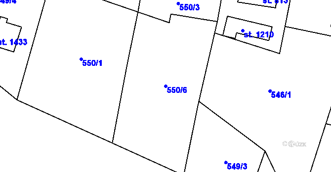 Parcela st. 550/6 v KÚ Valašská Bystřice, Katastrální mapa