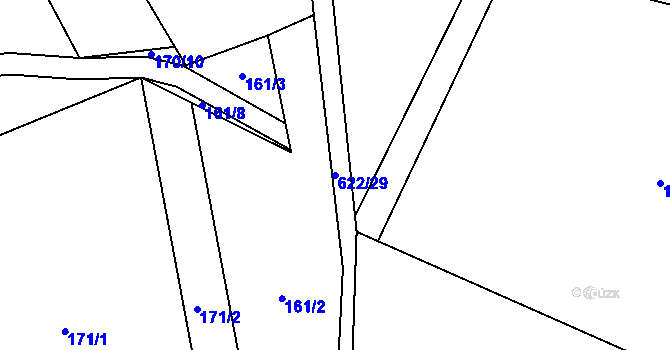 Parcela st. 622/29 v KÚ Valašská Bystřice, Katastrální mapa