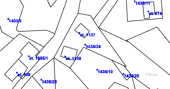 Parcela st. 1438/24 v KÚ Valašská Bystřice, Katastrální mapa