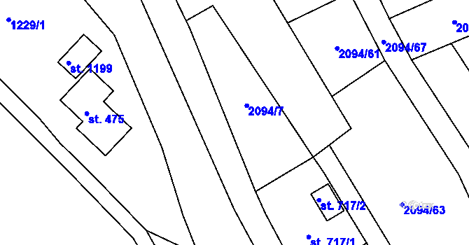Parcela st. 2094/2 v KÚ Valašská Bystřice, Katastrální mapa