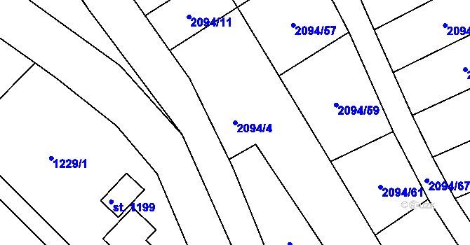 Parcela st. 2094/4 v KÚ Valašská Bystřice, Katastrální mapa