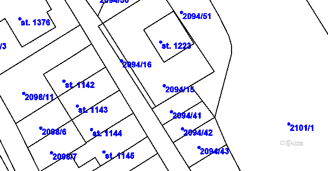 Parcela st. 2094/15 v KÚ Valašská Bystřice, Katastrální mapa