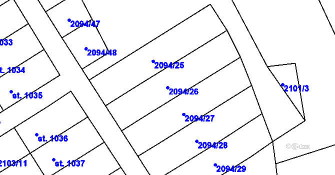 Parcela st. 2094/26 v KÚ Valašská Bystřice, Katastrální mapa