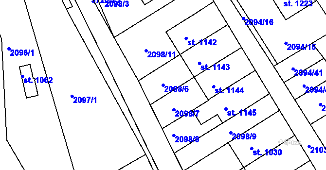 Parcela st. 2098/6 v KÚ Valašská Bystřice, Katastrální mapa