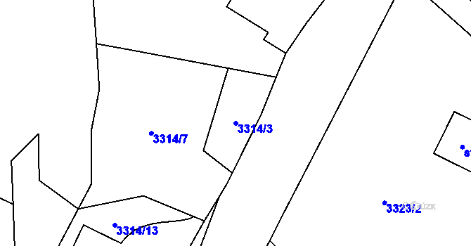 Parcela st. 3314/3 v KÚ Valašská Bystřice, Katastrální mapa