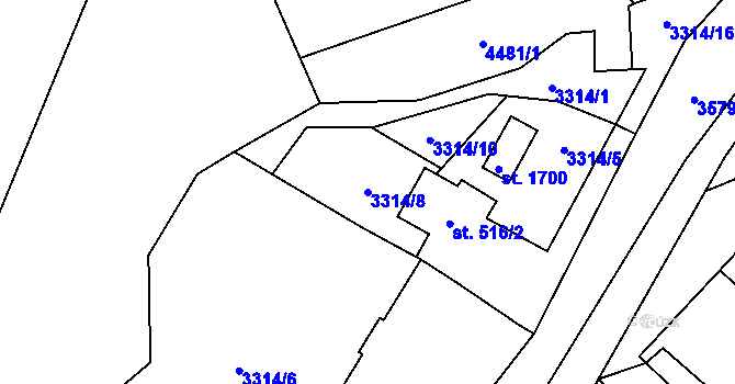 Parcela st. 3314/8 v KÚ Valašská Bystřice, Katastrální mapa