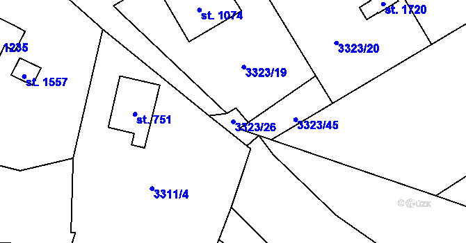 Parcela st. 3323/26 v KÚ Valašská Bystřice, Katastrální mapa