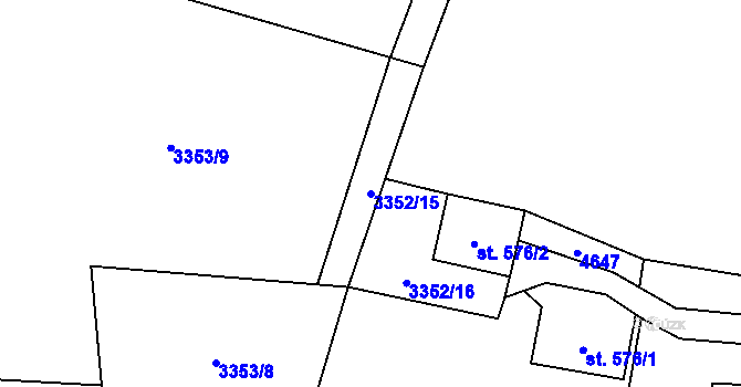 Parcela st. 3352/15 v KÚ Valašská Bystřice, Katastrální mapa