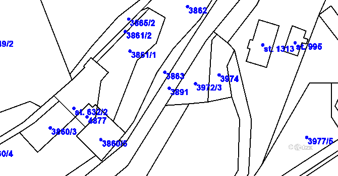 Parcela st. 3891 v KÚ Valašská Bystřice, Katastrální mapa