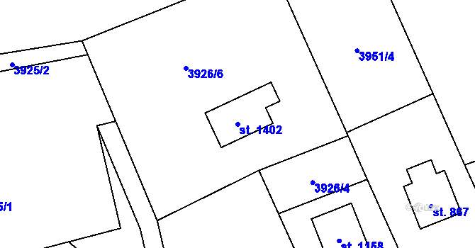 Parcela st. 1402 v KÚ Valašská Bystřice, Katastrální mapa