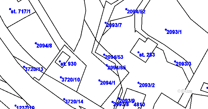 Parcela st. 2094/53 v KÚ Valašská Bystřice, Katastrální mapa