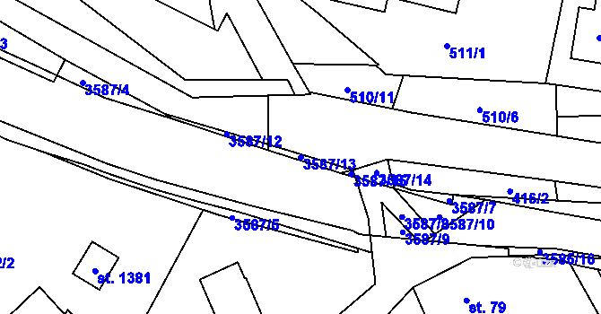 Parcela st. 3587/13 v KÚ Valašská Bystřice, Katastrální mapa