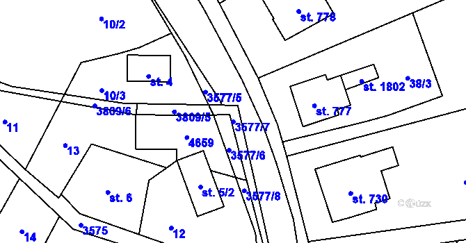 Parcela st. 3577/7 v KÚ Valašská Bystřice, Katastrální mapa