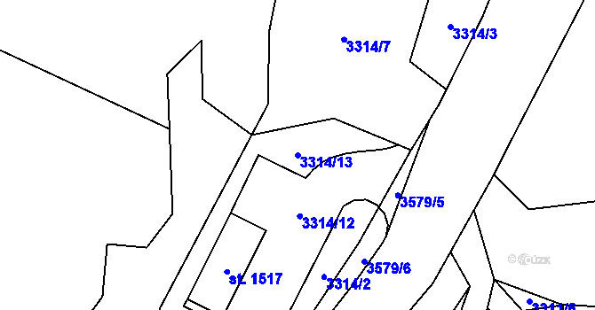 Parcela st. 3314/13 v KÚ Valašská Bystřice, Katastrální mapa