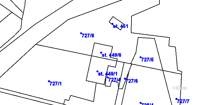Parcela st. 449/6 v KÚ Valašská Bystřice, Katastrální mapa