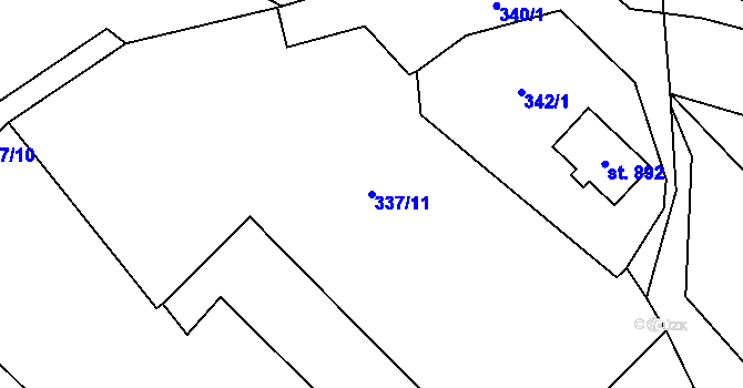 Parcela st. 337/11 v KÚ Valašská Bystřice, Katastrální mapa